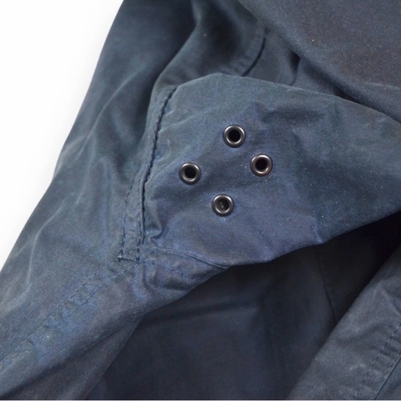 VTG Barbour Border Wax Jacket With Hood 1994 A205 Navy Blue Made In England C38 - Picture 11 of 16